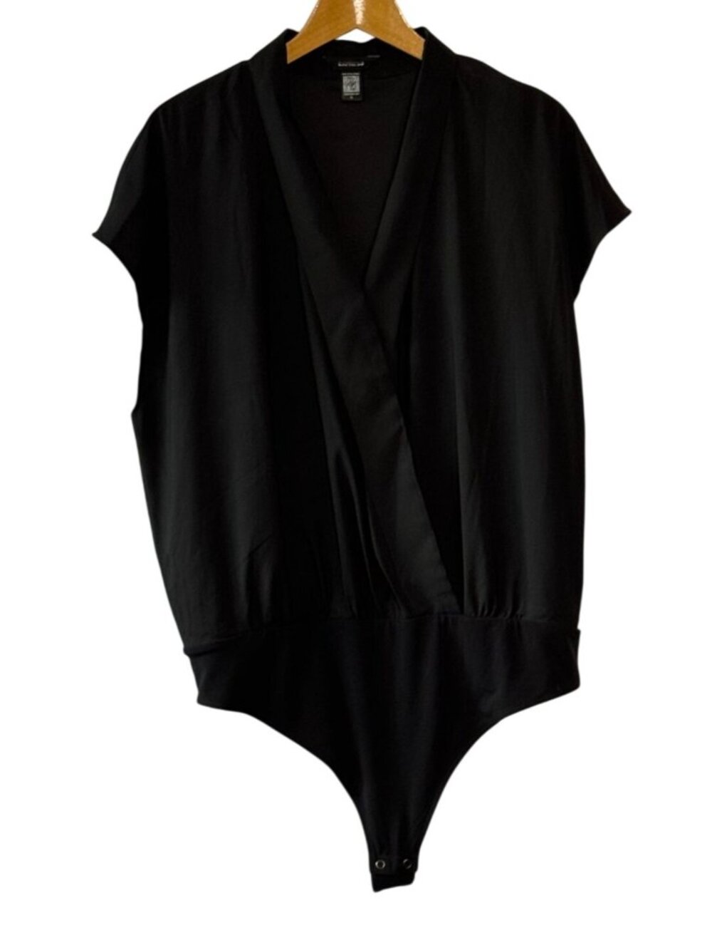 Express Conscious Edit Womens Black Wrap-Style Bodysuit XL Recycled Fabric